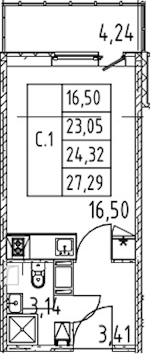 Квартира студия 23.05 м², 2/12 эт., ЖК «Полис ЛАВрики»